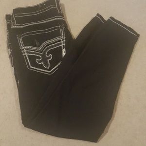 MENS ROCK REVIVAL JEANS BLACK